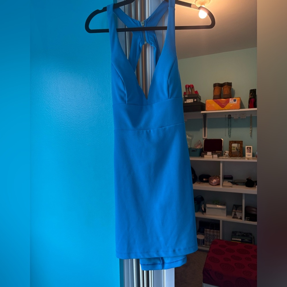 Bright Blue V-Neck Sheath Dress